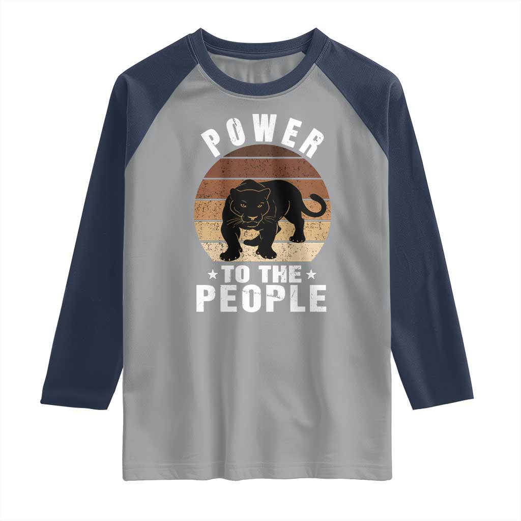 Black Panther Party Raglan Shirt Power To The People Black History TS09 Sport Gray Navy Print Your Wear