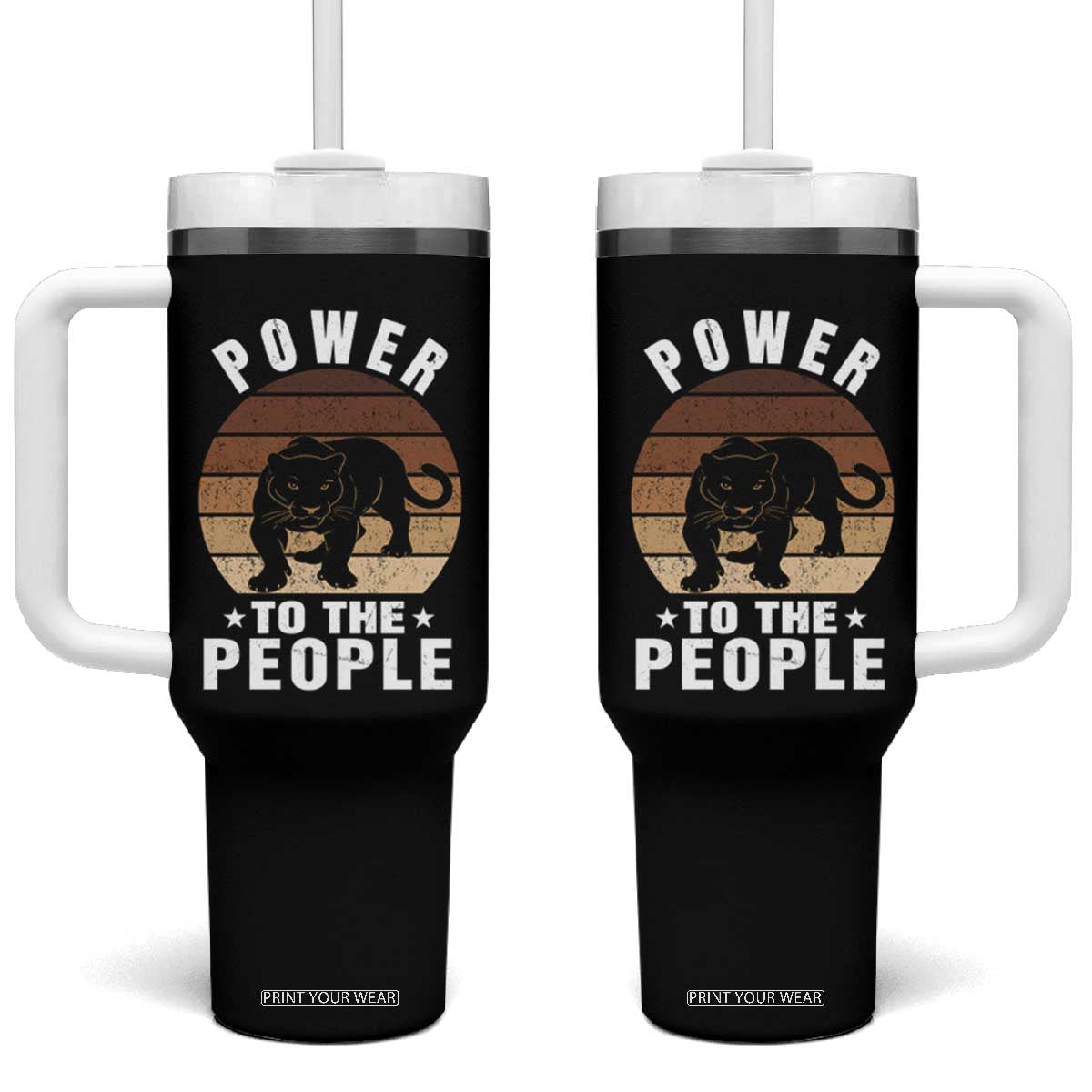 Black Panther Party Tumbler With Handle Power To The People Black History TS09 One Size: 40 oz Black Print Your Wear