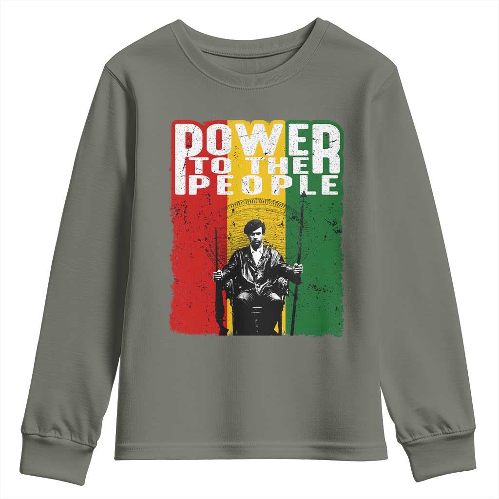 Black Panther Party Huey P. Newton Youth Sweatshirt Power To The People Black History TS09 Military Green Print Your Wear