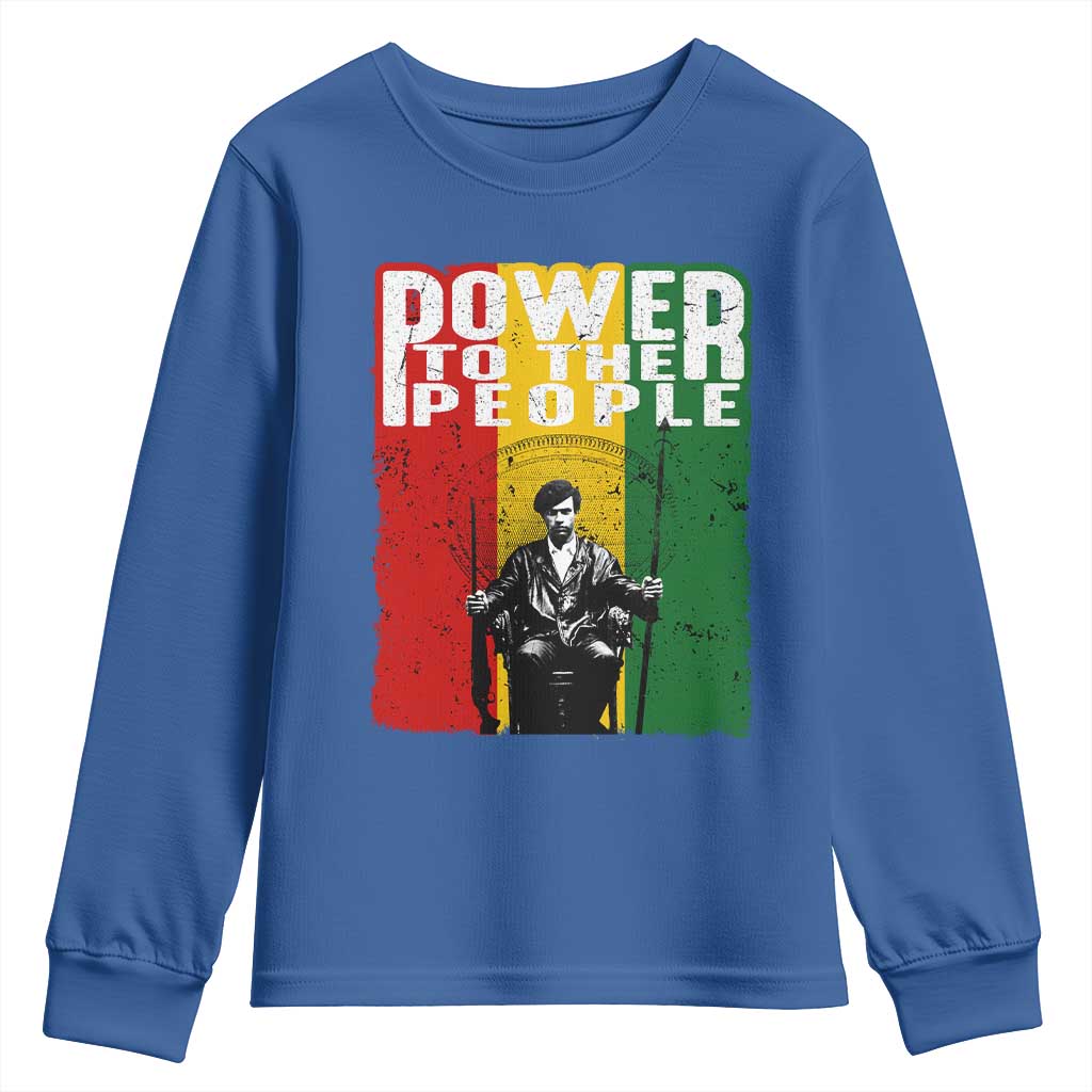 Black Panther Party Huey P. Newton Youth Sweatshirt Power To The People Black History TS09 Royal Blue Print Your Wear