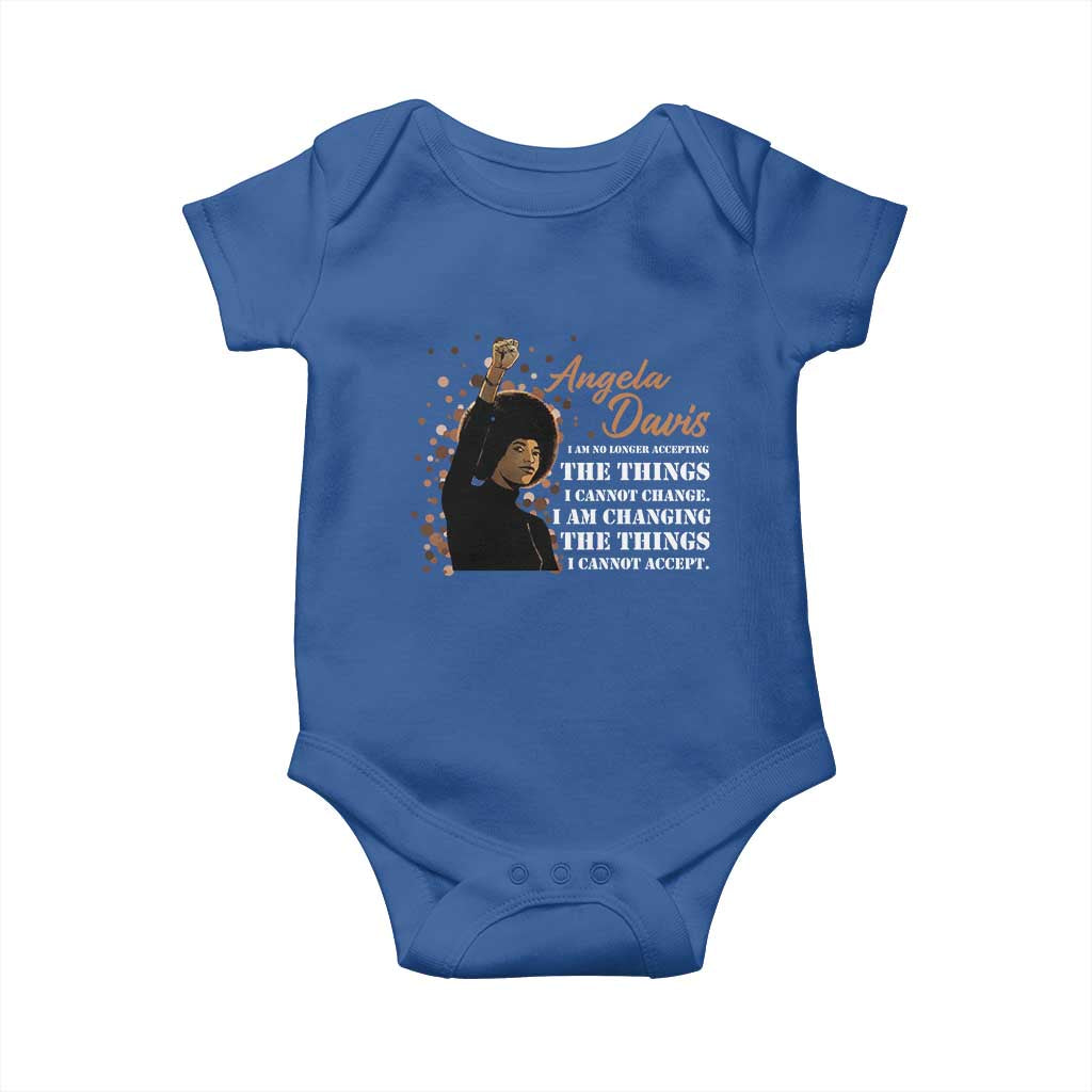 Angela Davis Baby Onesie I Am Changing The Things I Cannot Accept Black Panther Party History TS09 Royal Blue Print Your Wear