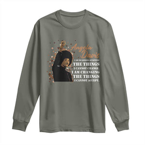 Angela Davis Long Sleeve Shirt I Am Changing The Things I Cannot Accept Black Panther Party History TS09 Military Green Print Your Wear