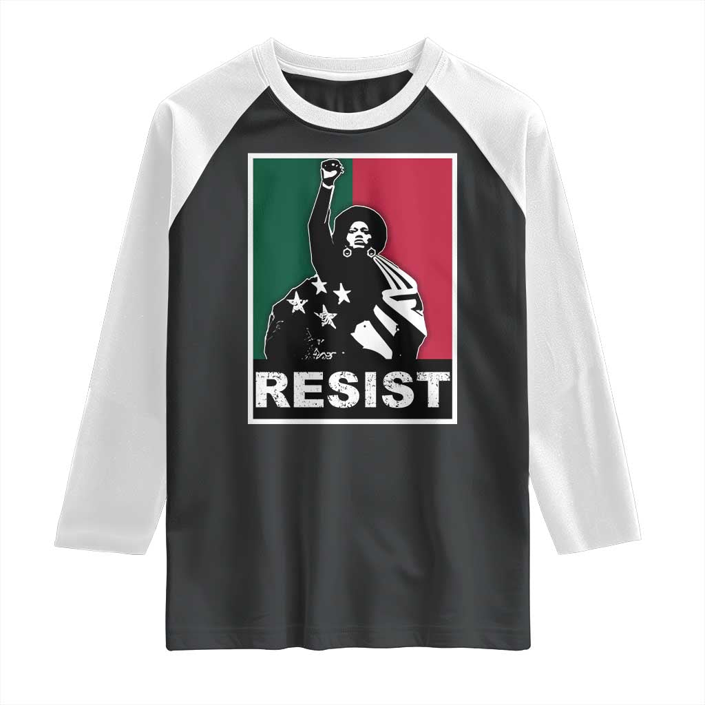 Resist Angela Davis Raglan Shirt Black Panther Party History Civil Rights TS09 Black White Print Your Wear