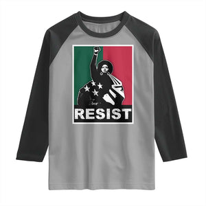 Resist Angela Davis Raglan Shirt Black Panther Party History Civil Rights TS09 Sport Gray Black Print Your Wear