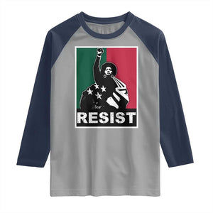 Resist Angela Davis Raglan Shirt Black Panther Party History Civil Rights TS09 Sport Gray Navy Print Your Wear