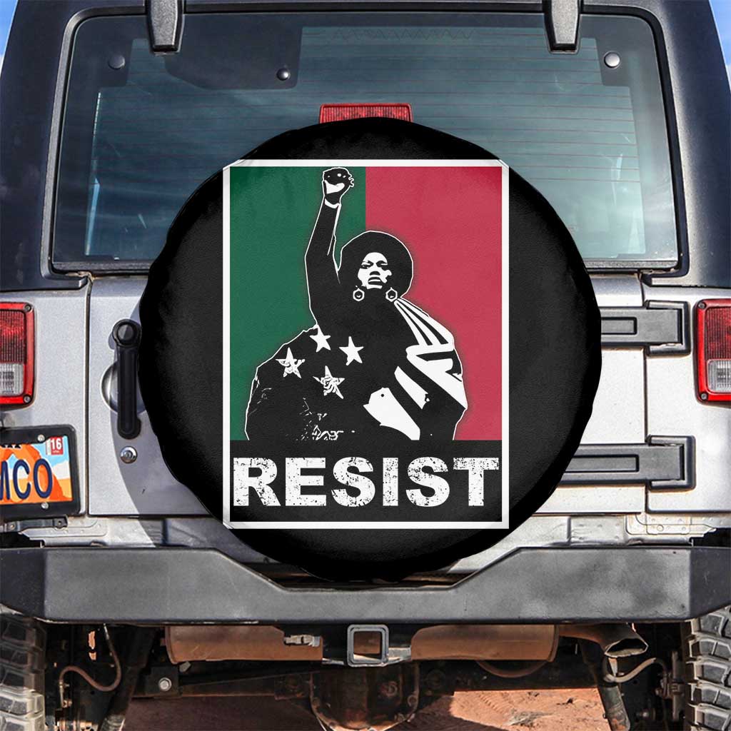 Resist Angela Davis Spare Tire Cover Black Panther Party History Civil Rights TS09 No hole Black Print Your Wear