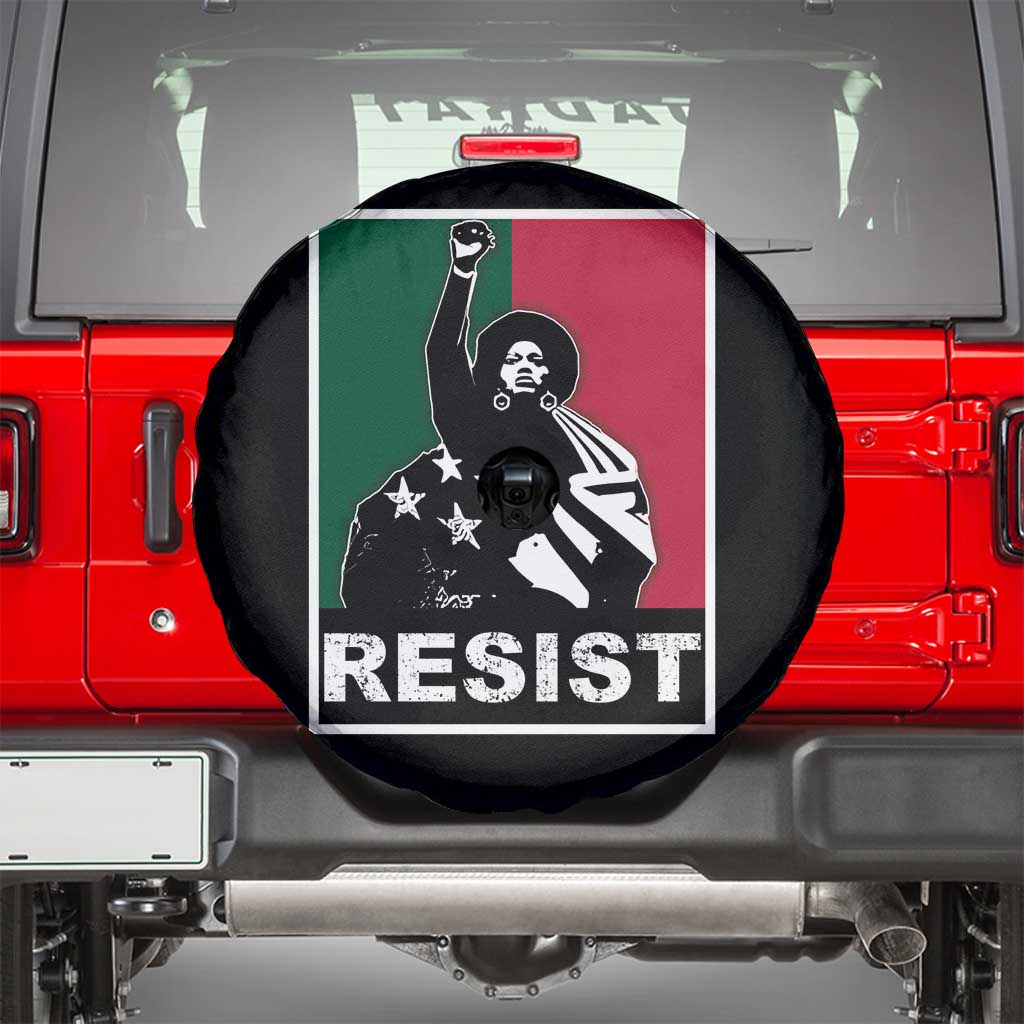Resist Angela Davis Spare Tire Cover Black Panther Party History Civil Rights TS09 Black Print Your Wear