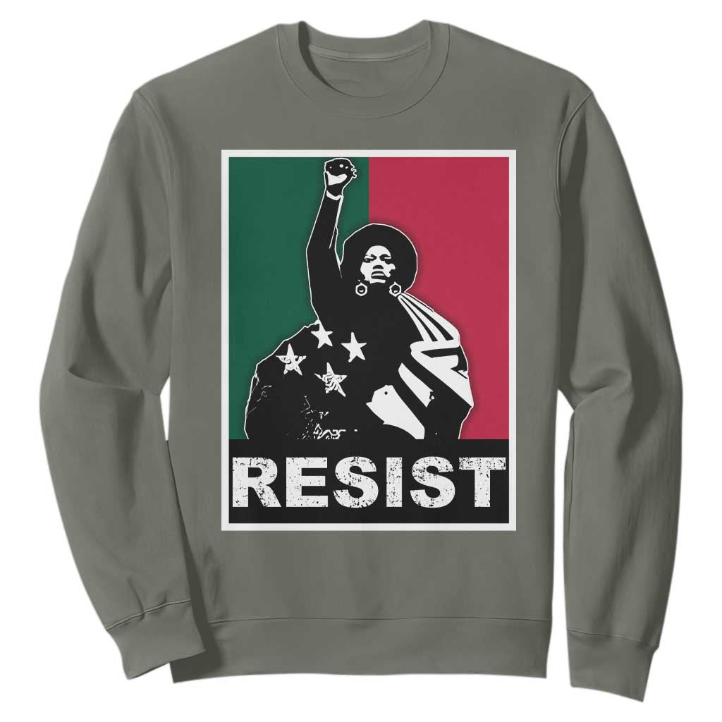 Resist Angela Davis Sweatshirt Black Panther Party History Civil Rights TS09 Military Green Print Your Wear