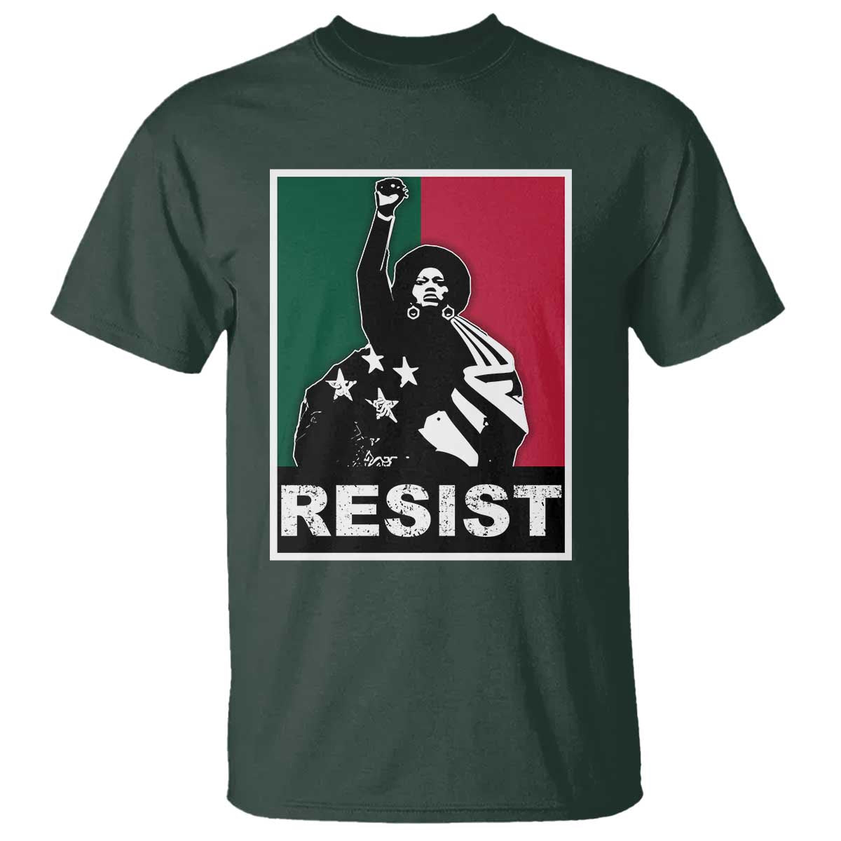 Resist Angela Davis T Shirt Black Panther Party History Civil Rights TS09 Dark Forest Green Print Your Wear