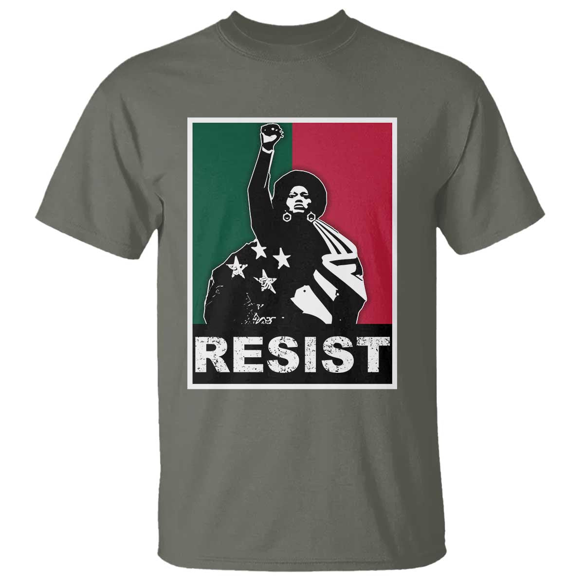 Resist Angela Davis T Shirt Black Panther Party History Civil Rights TS09 Military Green Print Your Wear