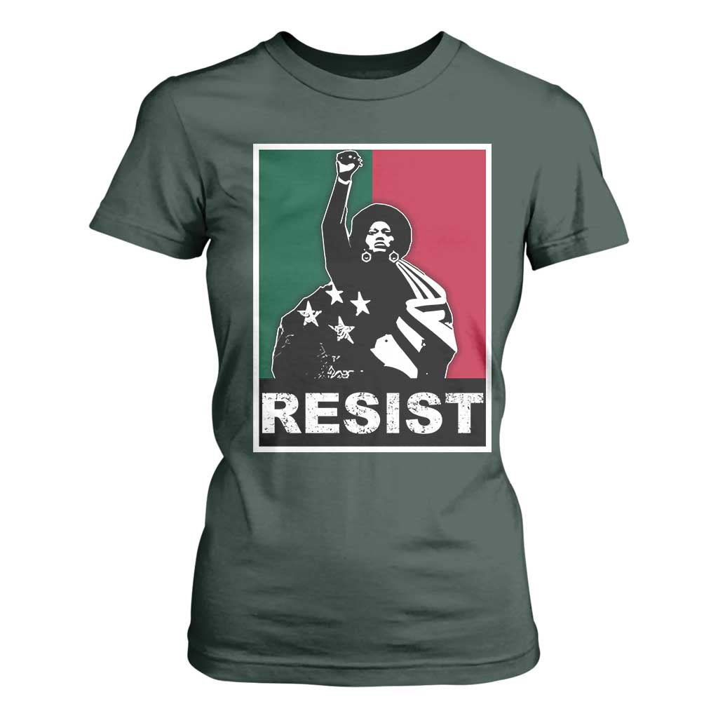 Resist Angela Davis T Shirt For Women Black Panther Party History Civil Rights TS09 Dark Forest Green Print Your Wear