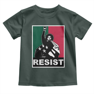 Resist Angela Davis Toddler T Shirt Black Panther Party History Civil Rights TS09 Dark Forest Green Print Your Wear
