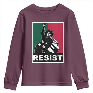 Resist Angela Davis Youth Sweatshirt Black Panther Party History Civil Rights TS09 Maroon Print Your Wear
