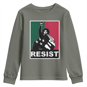 Resist Angela Davis Youth Sweatshirt Black Panther Party History Civil Rights TS09 Military Green Print Your Wear