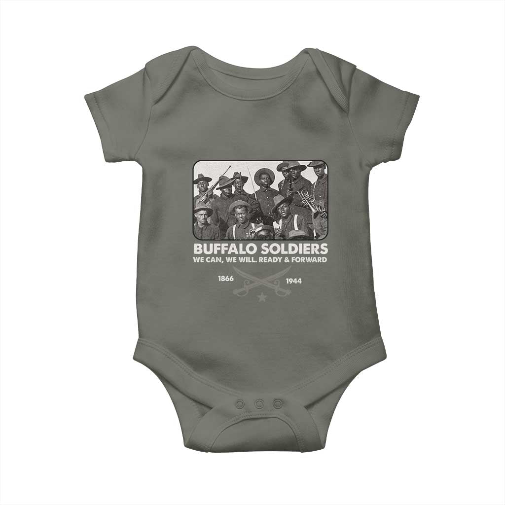 Buffalo Soldiers Baby Onesie We Can We Will Ready Forward Black History TS09 Military Green Print Your Wear