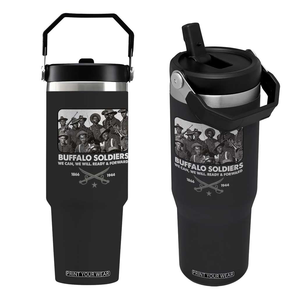 Buffalo Soldiers Flip Straw Tumbler We Can We Will Ready Forward Black History TS09 One Size: 30 oz Black Print Your Wear