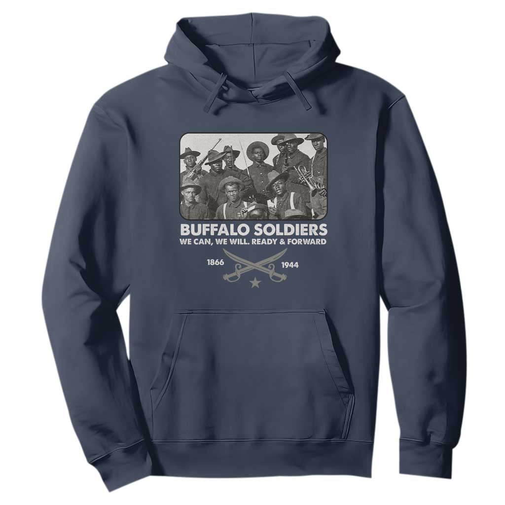 Buffalo Soldiers Hoodie We Can We Will Ready Forward Black History TS09 Navy Print Your Wear