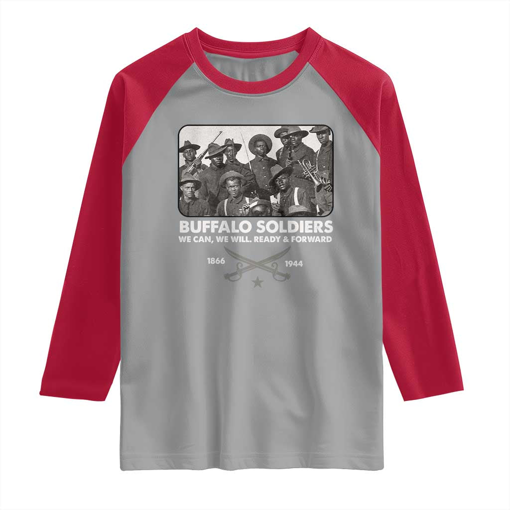 Buffalo Soldiers Raglan Shirt We Can We Will Ready Forward Black History TS09 Sport Gray Red Print Your Wear