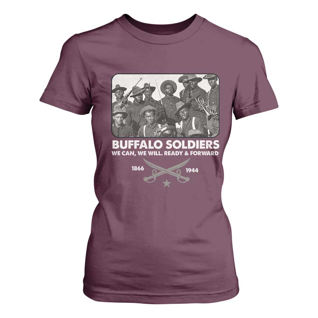 Buffalo Soldiers T Shirt For Women We Can We Will Ready Forward Black History TS09 Maroon Print Your Wear