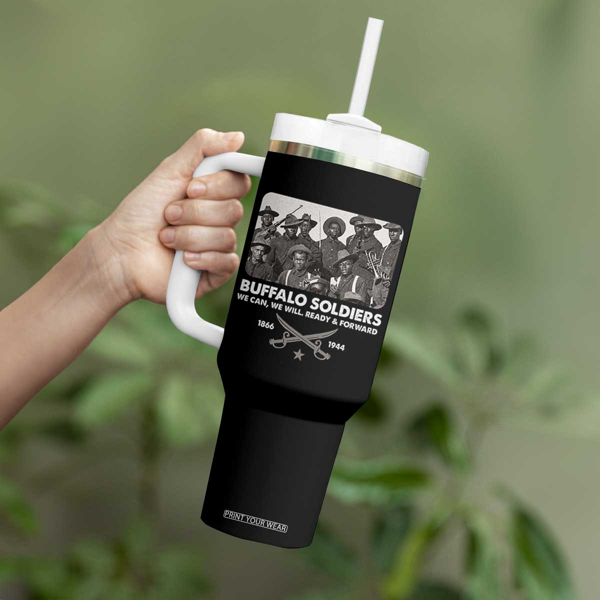 Buffalo Soldiers Tumbler With Handle We Can We Will Ready Forward Black History TS09 Print Your Wear