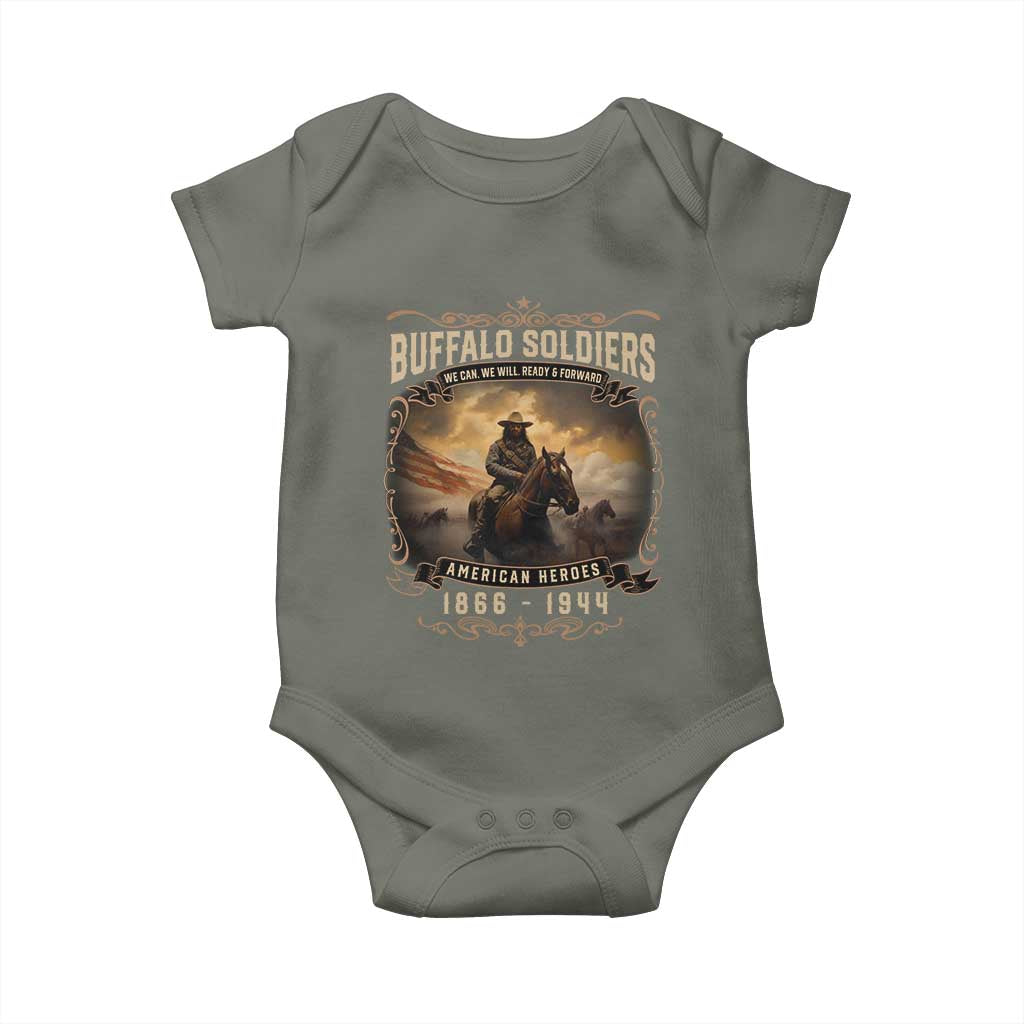 Buffalo Soldiers Baby Onesie American Heros Cavalry Black History TS09 Military Green Print Your Wear