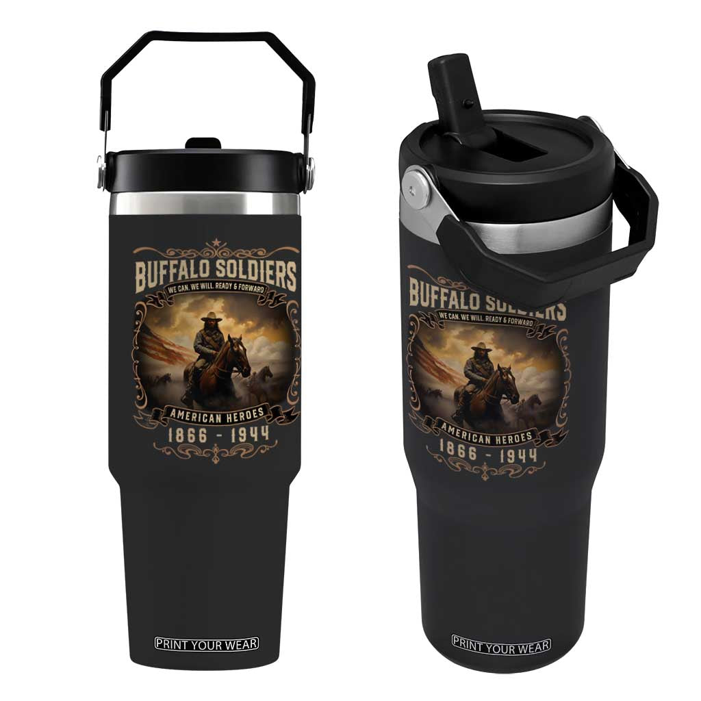 Buffalo Soldiers Flip Straw Tumbler American Heros Cavalry Black History TS09 One Size: 30 oz Black Print Your Wear