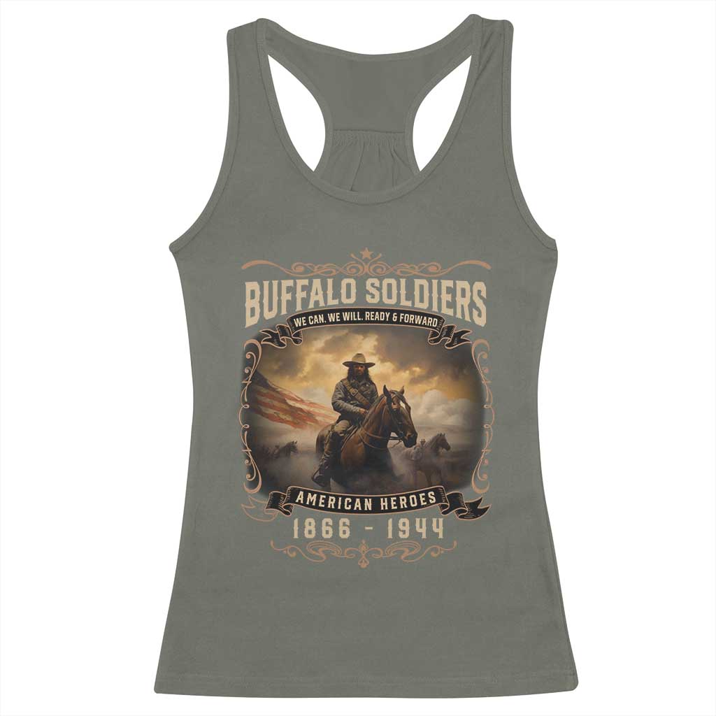 Buffalo Soldiers Racerback Tank Top American Heros Cavalry Black History TS09 Military Green Print Your Wear