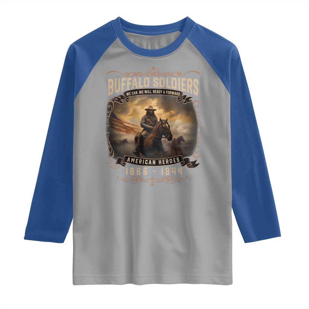 Buffalo Soldiers Raglan Shirt American Heros Cavalry Black History TS09 Sport Gray Royal Print Your Wear