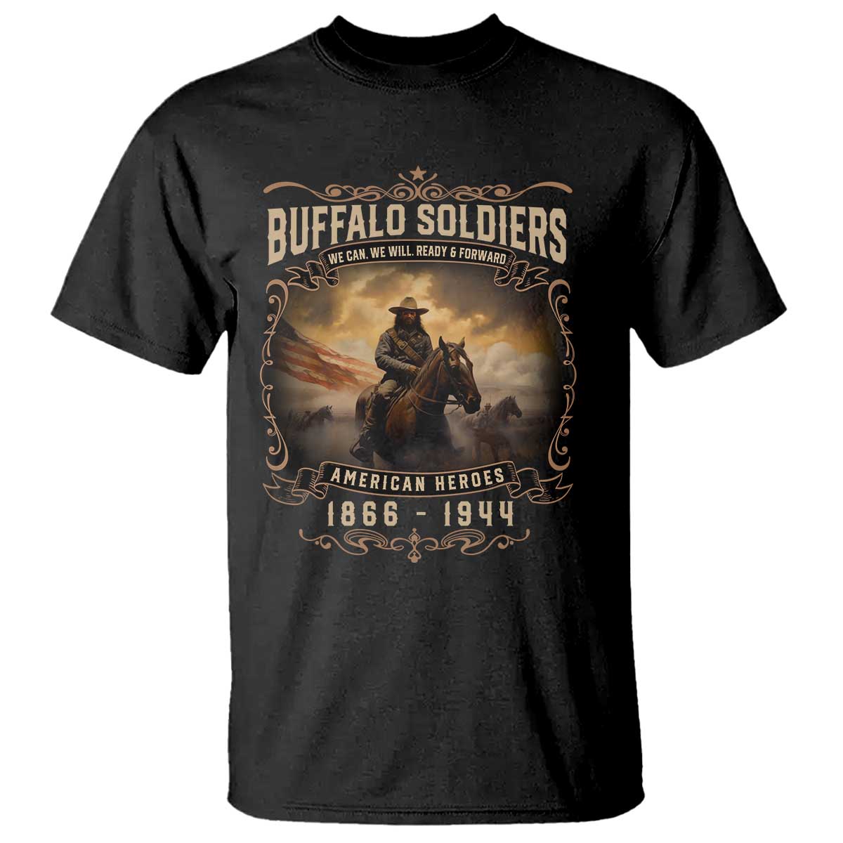 Buffalo Soldiers T Shirt American Heroes Cavalry Black History TS09 Black Print Your Wear