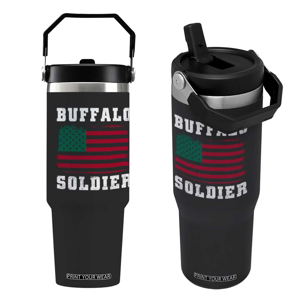 Buffalo Soldiers Flip Straw Tumbler African American Cavalry Black History TS09 One Size: 30 oz Black Print Your Wear