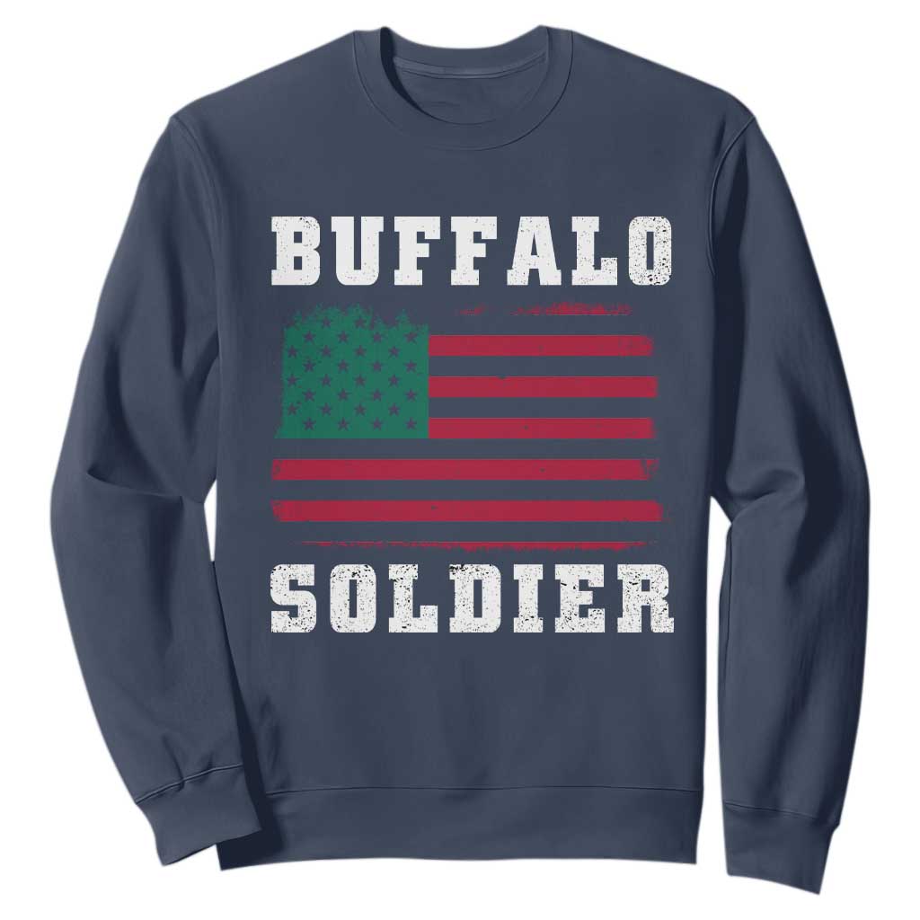Buffalo Soldiers Sweatshirt - African American Cavalry Black History Military Heritage Pullover TS09 Navy Print Your Wear