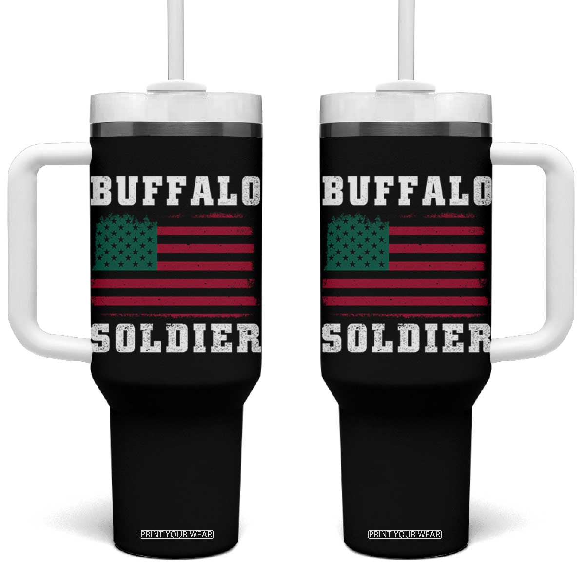 Buffalo Soldiers Tumbler With Handle African American Cavalry Black History TS09 One Size: 40 oz Black Print Your Wear