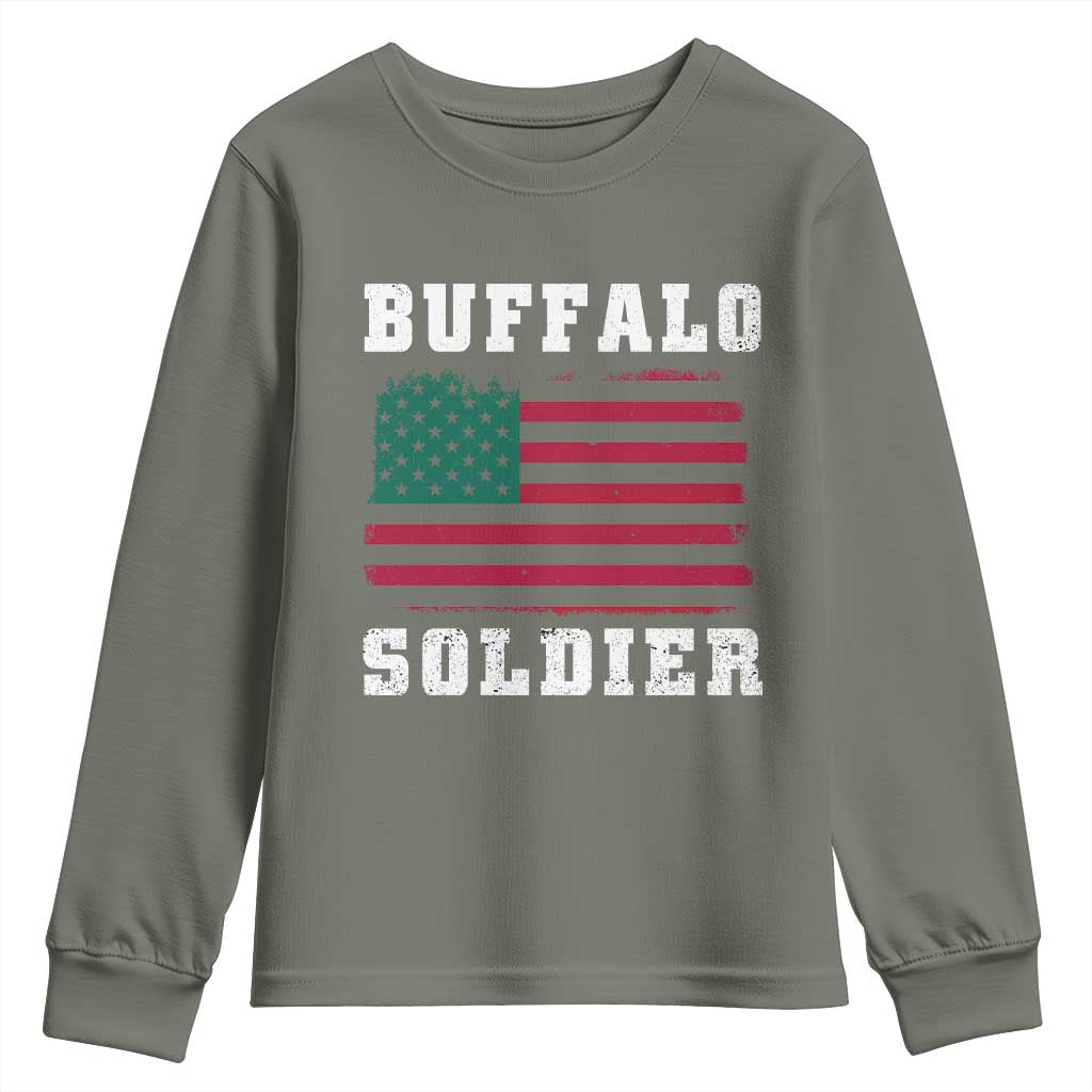 Buffalo Soldiers Youth Sweatshirt African American Cavalry Black History TS09 Military Green Print Your Wear