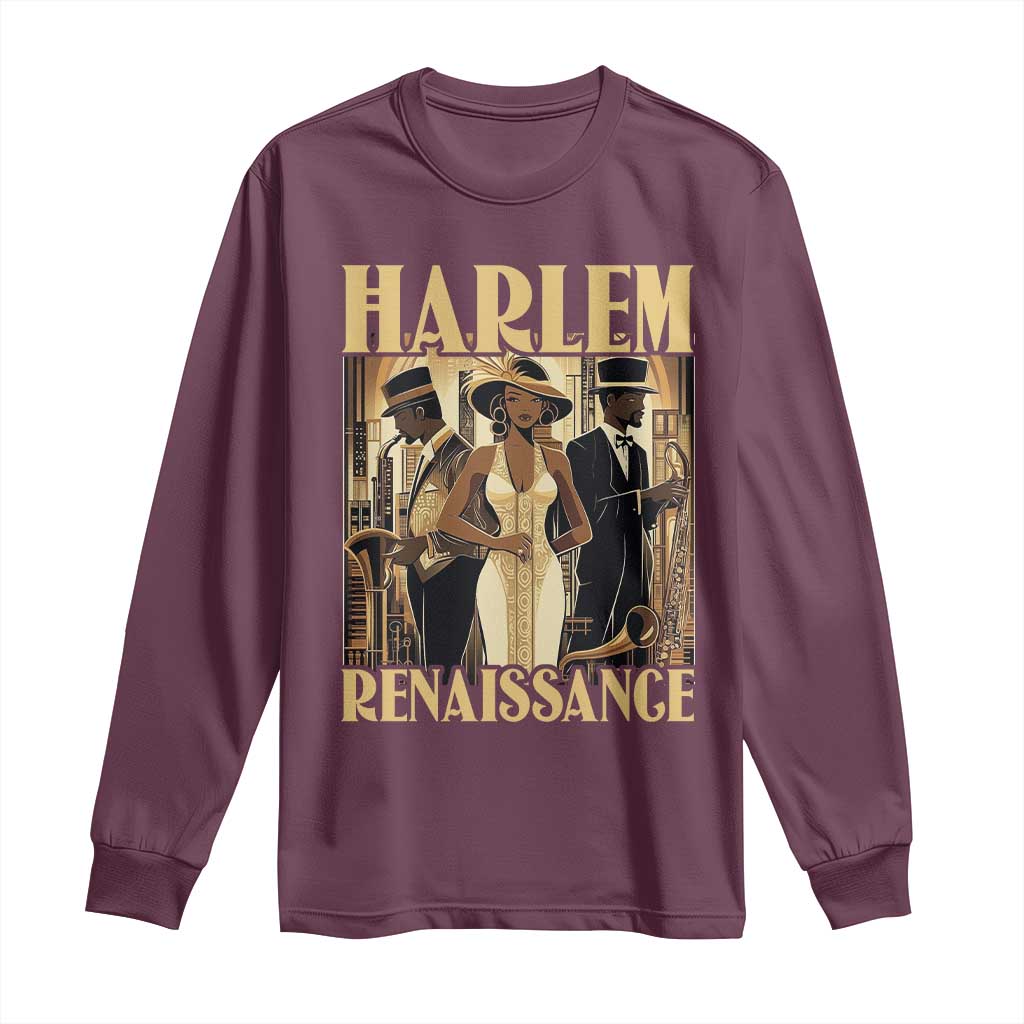 Harlem Renaissance Long Sleeve Shirt 1920s Black History Month TS09 Maroon Print Your Wear