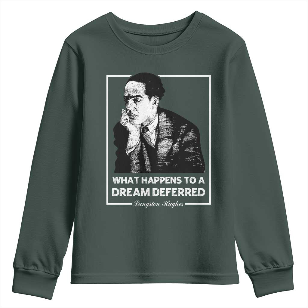 Langston Hughes Youth Sweatshirt A Dream Deferred Harlem Renaissance Black History TS09 Dark Forest Green Print Your Wear