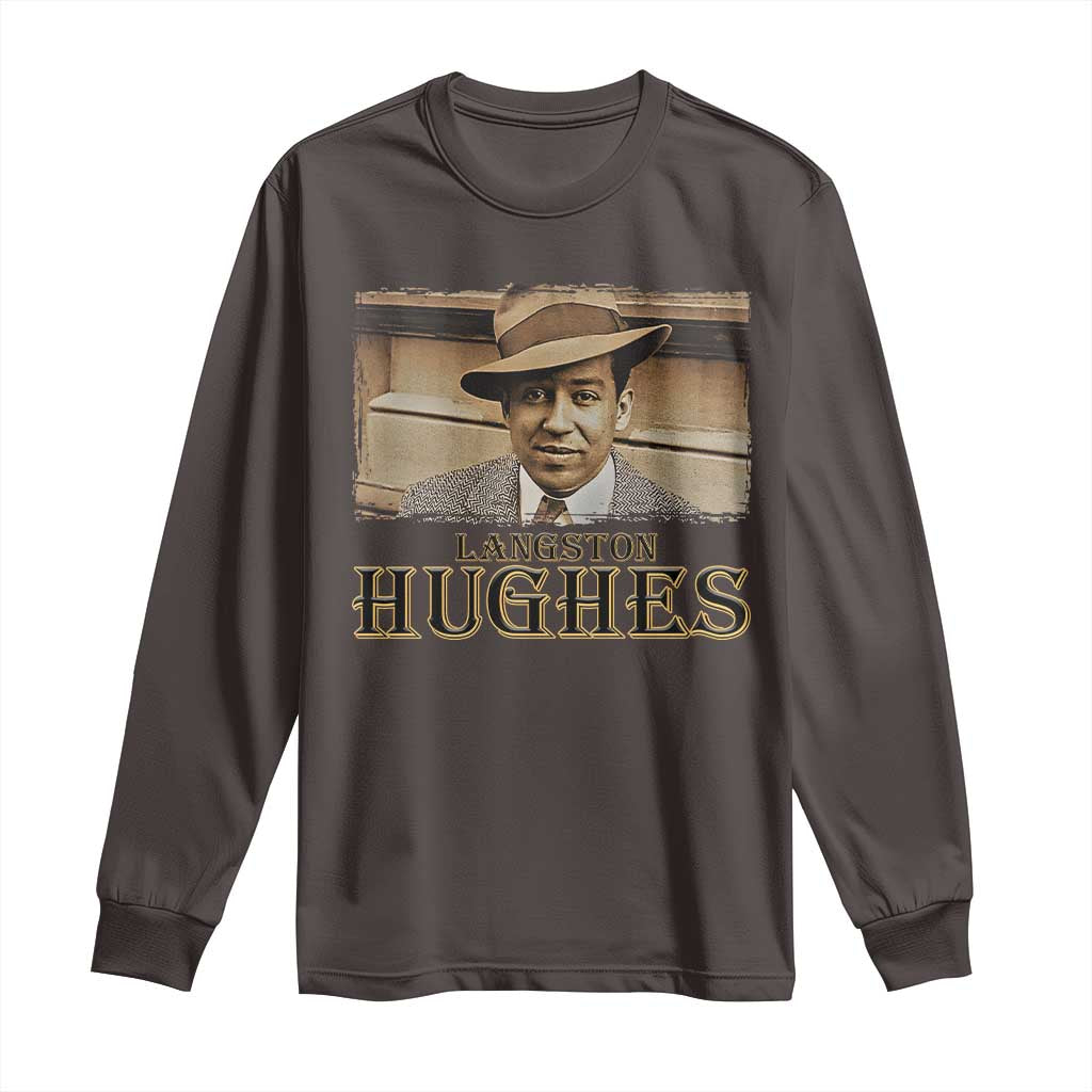 Langston Hughes Long Sleeve Shirt Harlem Renaissance Black History TS09 Dark Chocolate Print Your Wear
