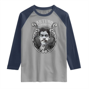 Harlem Renaissance Arturo Schomburg Raglan Shirt TS09 Sport Gray Navy Print Your Wear