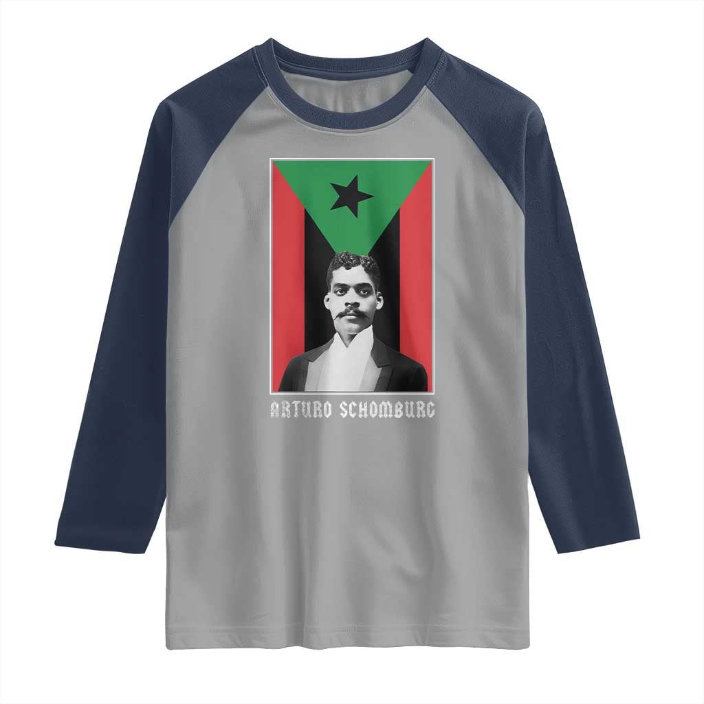 Arturo Schomburg Raglan Shirt Harlem Renaissance Puerto Rican TS09 Sport Gray Navy Print Your Wear