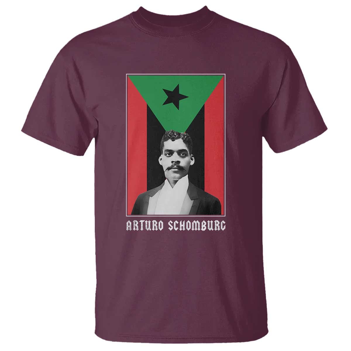 Arturo Schomburg T Shirt - Harlem Renaissance Puerto Rican Black History Scholar Tee TS09 Maroon Print Your Wear