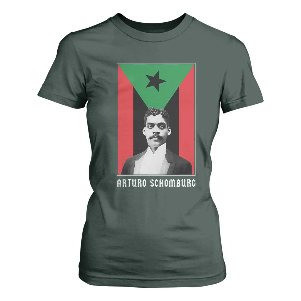 Arturo Schomburg T Shirt For Women Harlem Renaissance Puerto Rican TS09 Dark Forest Green Print Your Wear