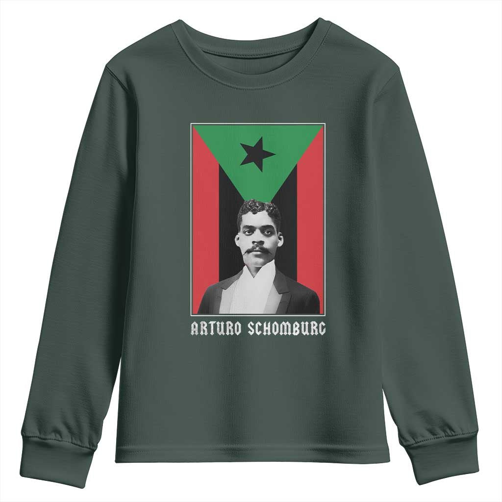 Arturo Schomburg Youth Sweatshirt Harlem Renaissance Puerto Rican TS09 Dark Forest Green Print Your Wear