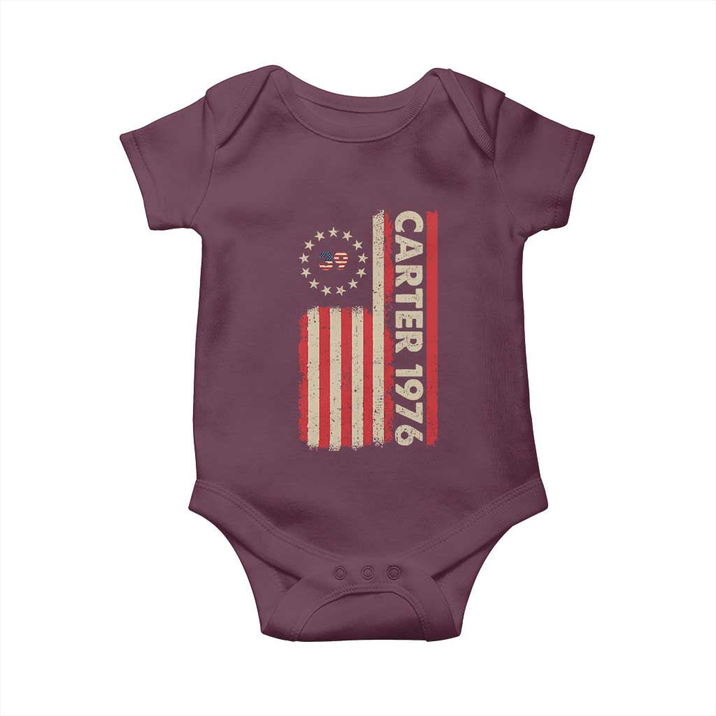 Jimmy Carter Baby Onesie 39th US President 1976 Retro American Flag TS09 Maroon Print Your Wear