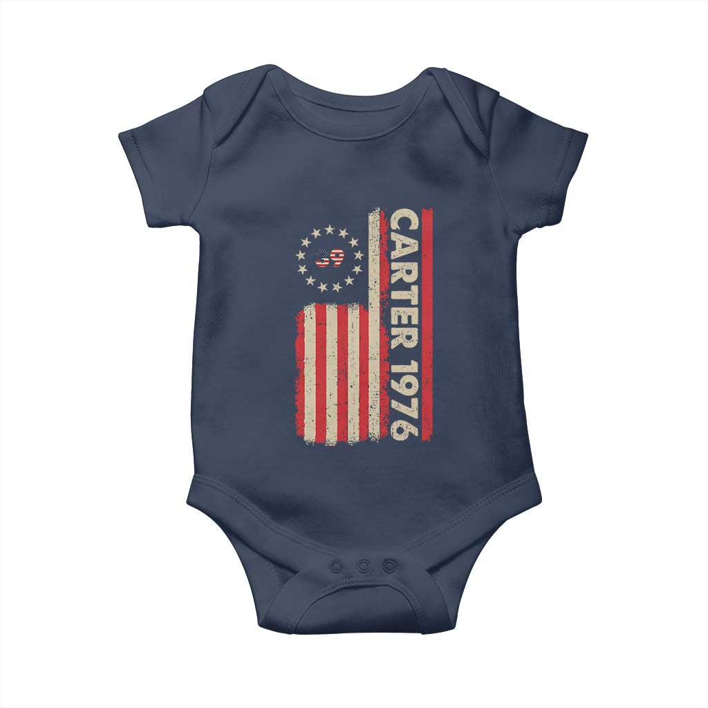 Jimmy Carter Baby Onesie 39th US President 1976 Retro American Flag TS09 Navy Print Your Wear