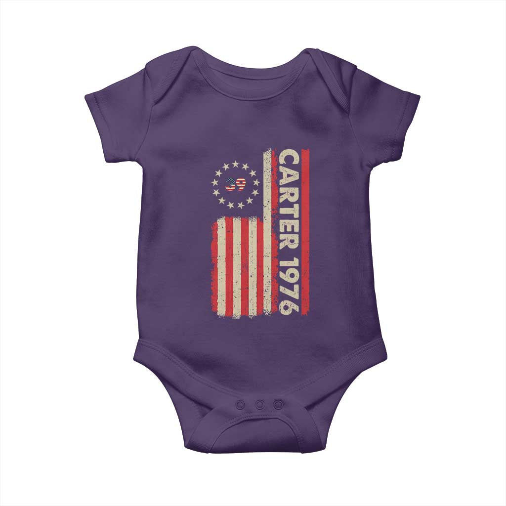Jimmy Carter Baby Onesie 39th US President 1976 Retro American Flag TS09 Purple Print Your Wear