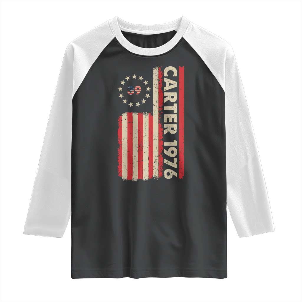 Jimmy Carter Raglan Shirt 39th US President 1976 Retro American Flag TS09 Black White Print Your Wear