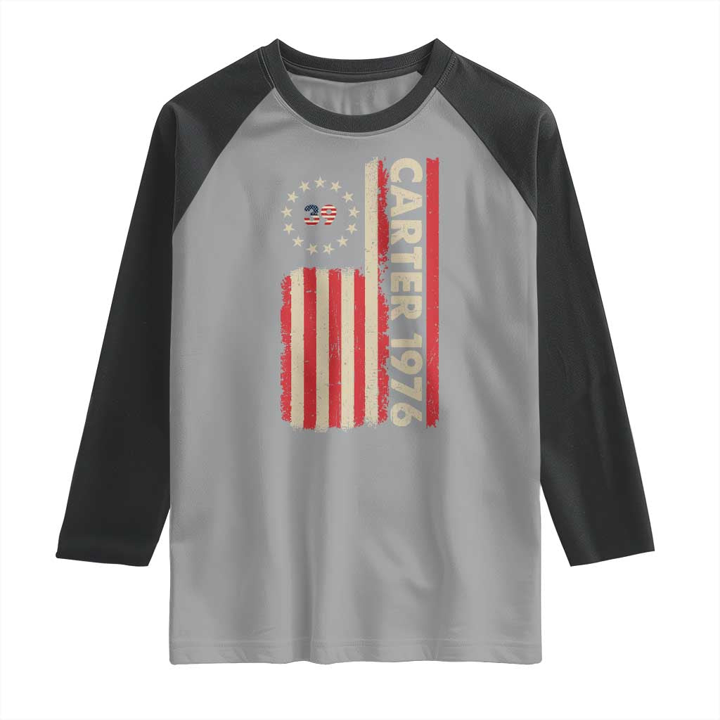 Jimmy Carter Raglan Shirt 39th US President 1976 Retro American Flag TS09 Sport Gray Black Print Your Wear