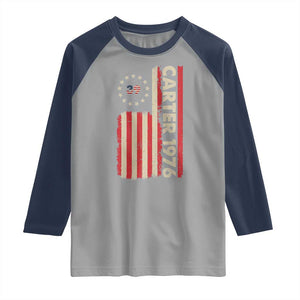 Jimmy Carter Raglan Shirt 39th US President 1976 Retro American Flag TS09 Sport Gray Navy Print Your Wear