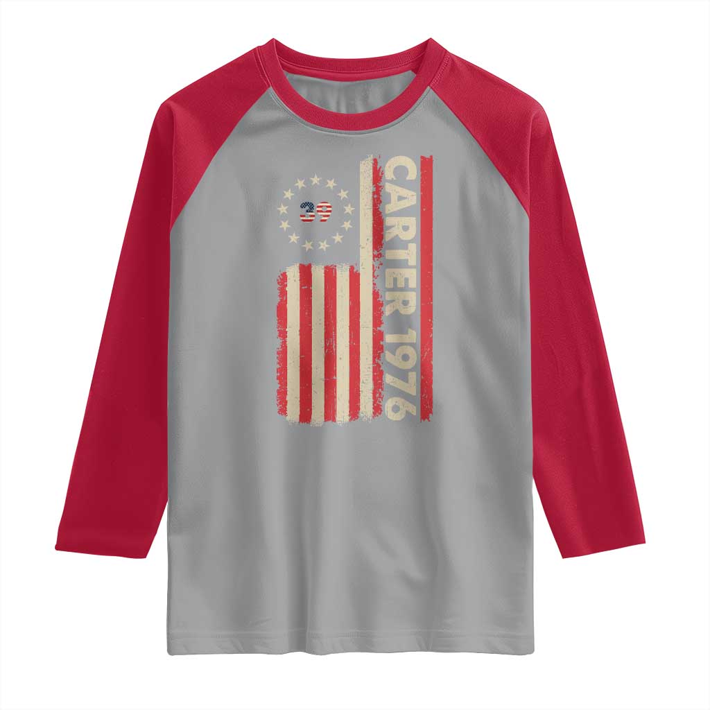Jimmy Carter Raglan Shirt 39th US President 1976 Retro American Flag TS09 Sport Gray Red Print Your Wear
