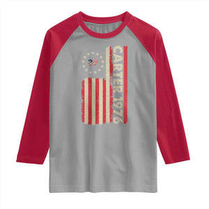 Jimmy Carter Raglan Shirt 39th US President 1976 Retro American Flag TS09 Sport Gray Red Print Your Wear