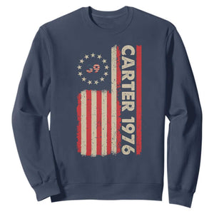Jimmy Carter Sweatshirt 39th US President 1976 Retro American Flag TS09 Navy Print Your Wear